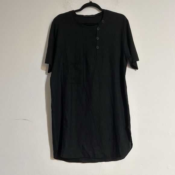 La Haine Inside Us Short Sleeve Viscose Linen Button Tunic Medium Lagenlook - Picture 1 of 12